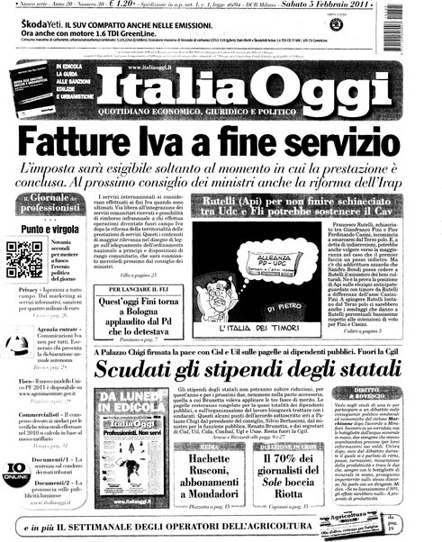 Italia oggi : quotidiano di economia finanza e politica